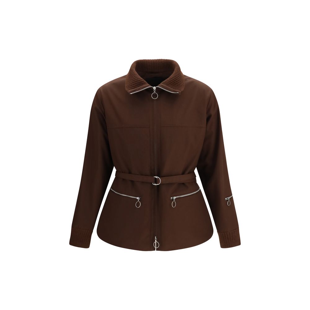 Prada Brown Polyester Full-Length Jacket - Eljoys Fashion 