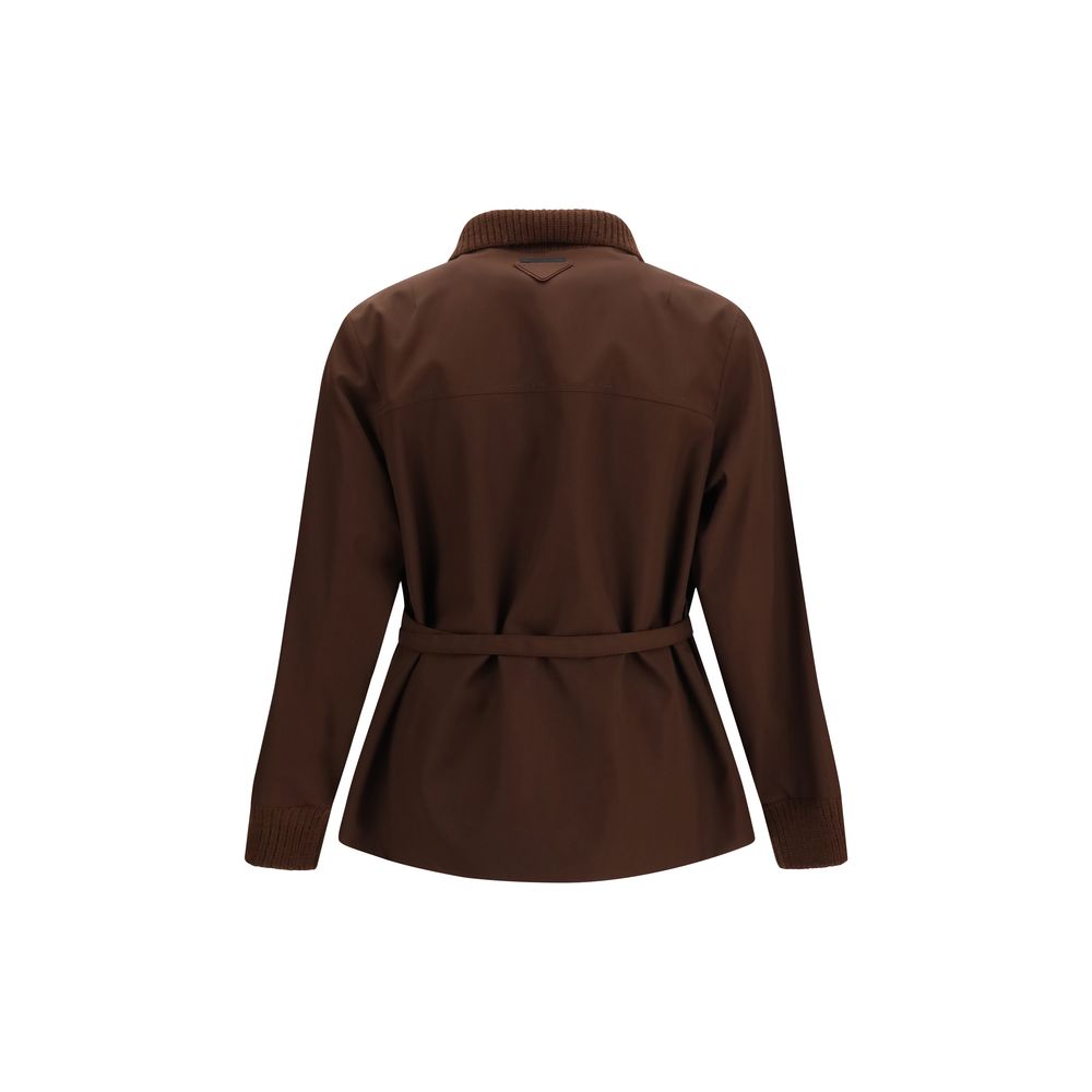 Prada Brown Polyester Full-Length Jacket - Eljoys Fashion 