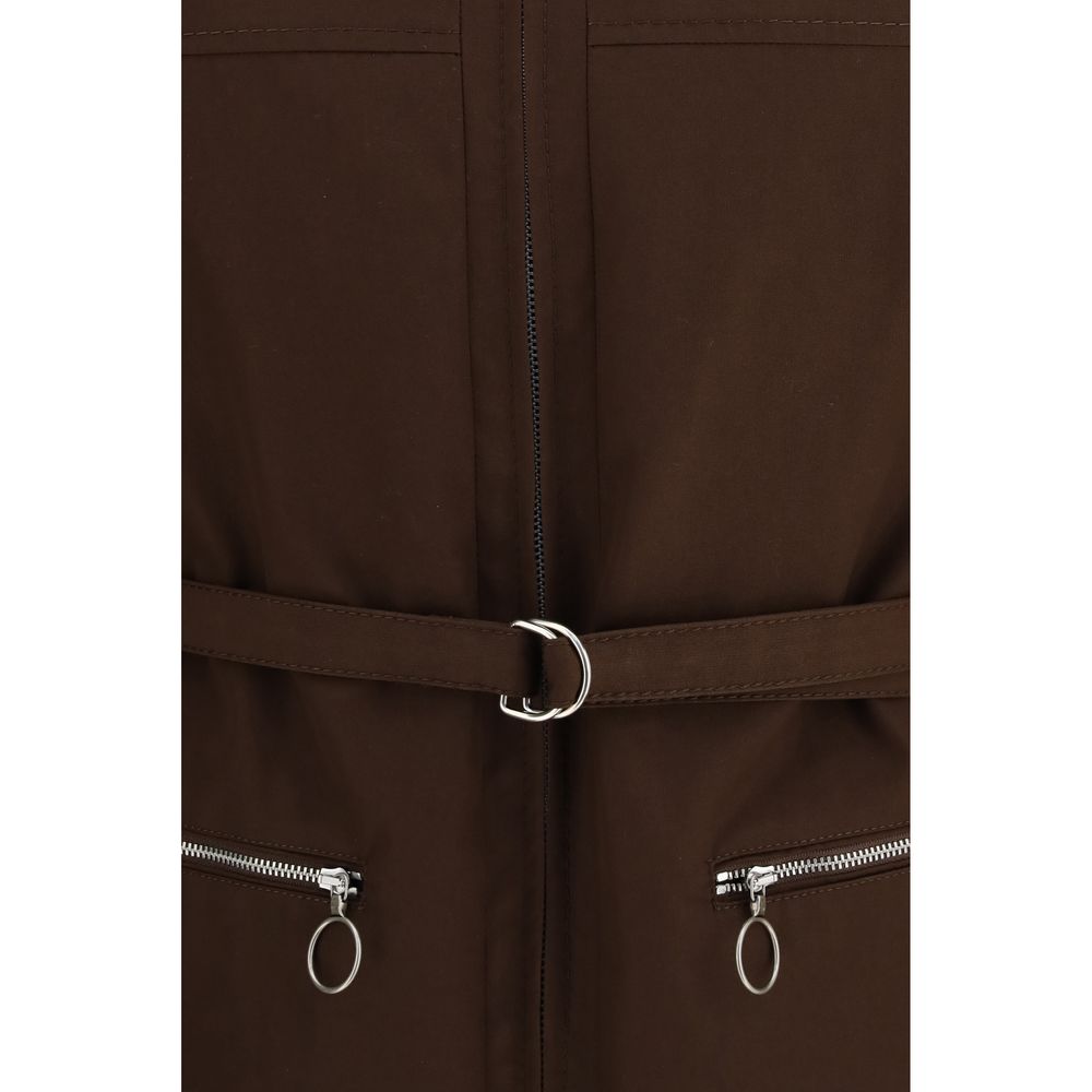 Prada Brown Polyester Full-Length Jacket - Eljoys Fashion 