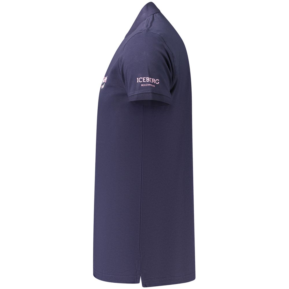 Iceberg Blue Cotton Men's Polo Shirt - Eljoys Fashion 