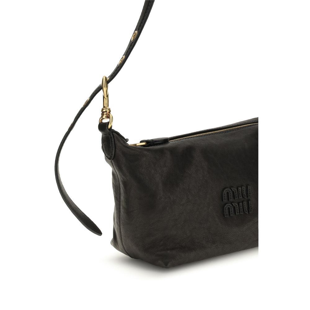 Miu Miu Black Suede Leather Shoulder Bag - Eljoys Fashion 