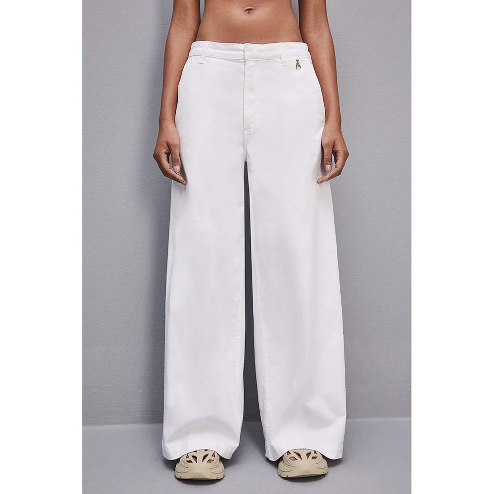 Patrizia Pepe White Cotton Casual Pants - Eljoys Fashion 