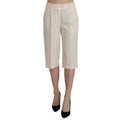 Silvian Heach Cream Mid Waist Cotton Straight Cropped Pants
