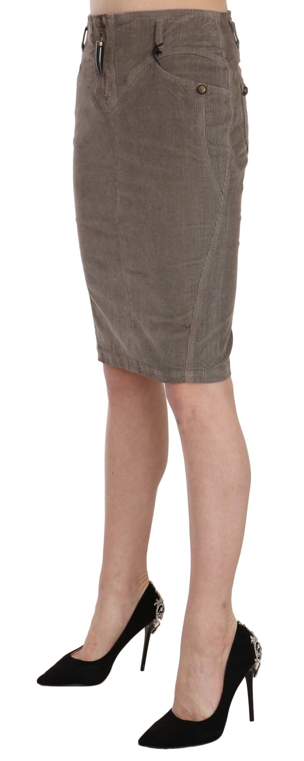 Just Cavalli Gray Corduroy Pencil Straight A-Line Skirt Just Cavalli