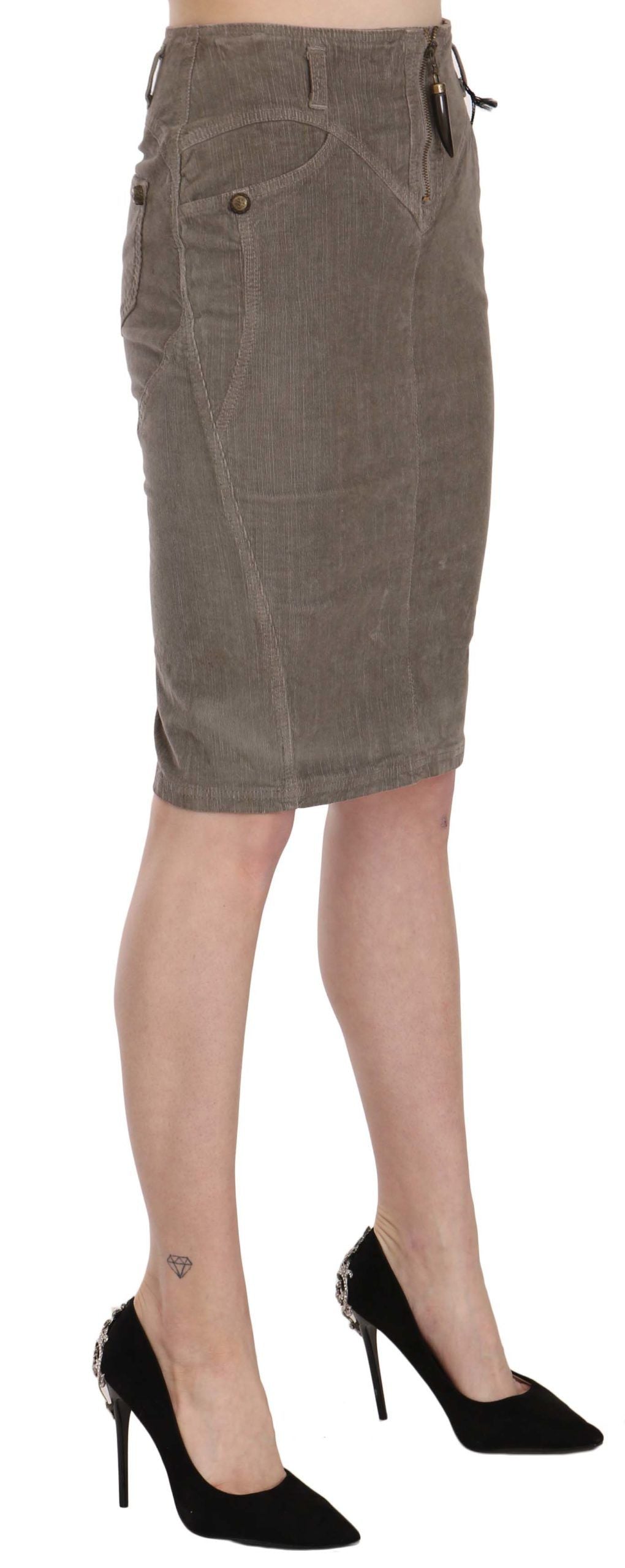 Just Cavalli Gray Corduroy Pencil Straight A-Line Skirt Just Cavalli