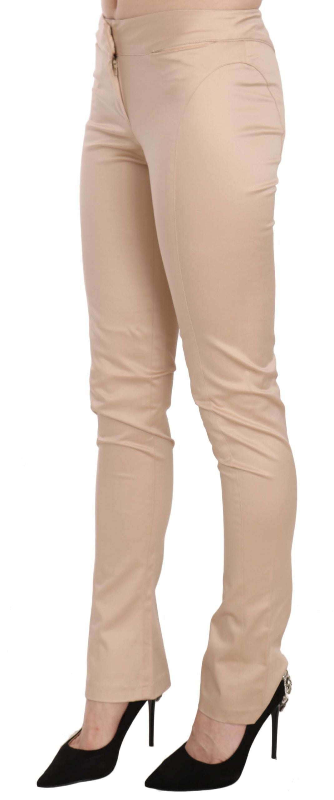 Just Cavalli Cream Low Waist Skinny Formal Trousers Pants Just Cavalli
