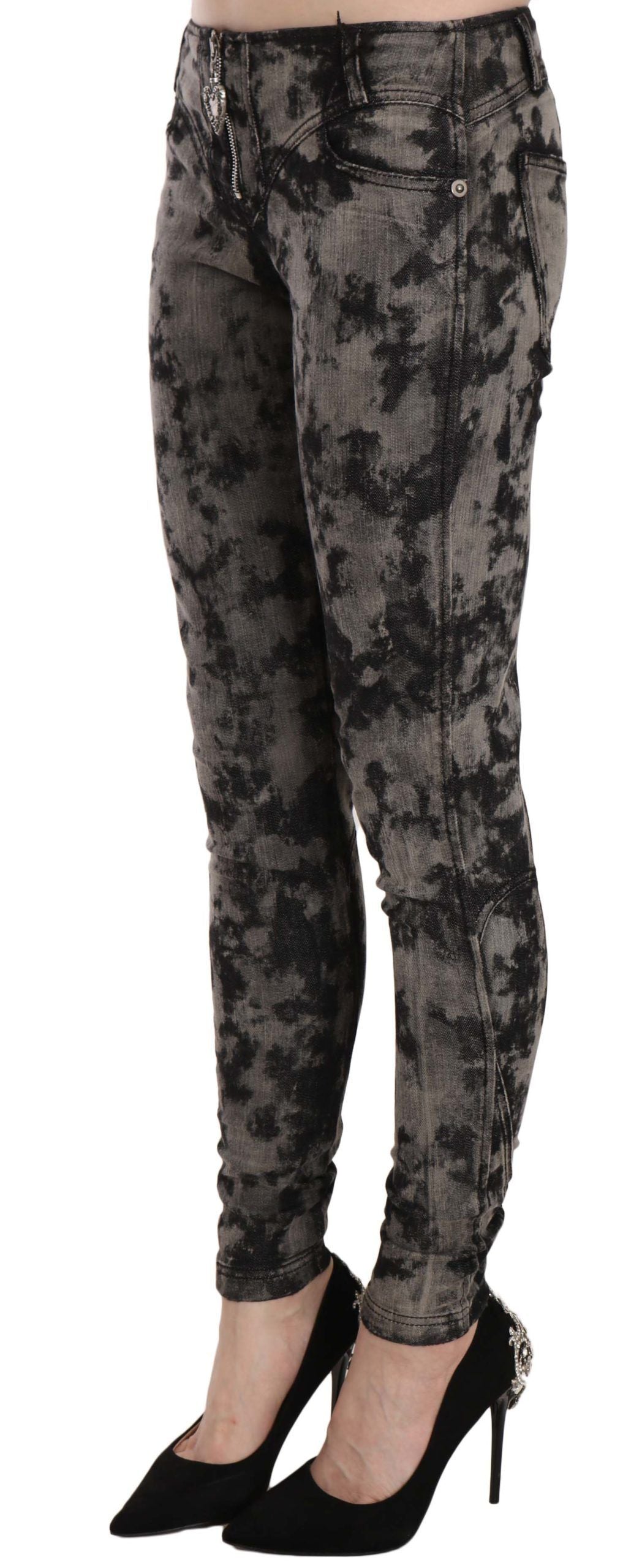 Just Cavalli Black Gray Faded Low Waist Skinny Denim Trousers Jeans Just Cavalli