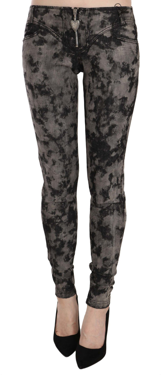 Just Cavalli Black Gray Faded Low Waist Skinny Denim Trousers Jeans Just Cavalli