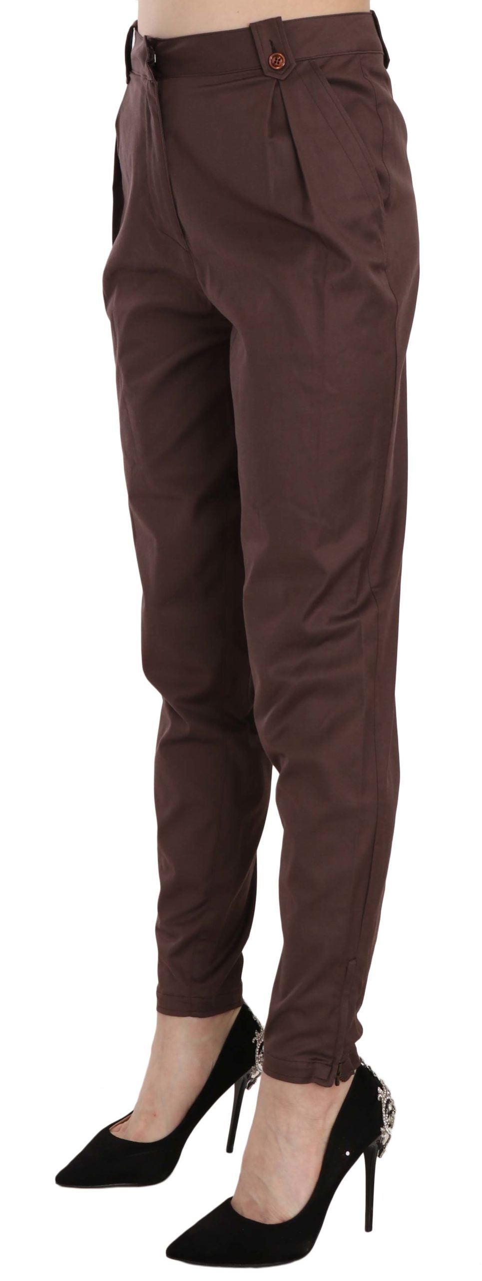 Just Cavalli Brown High Waist Tapered Formal Trousers Pants Just Cavalli