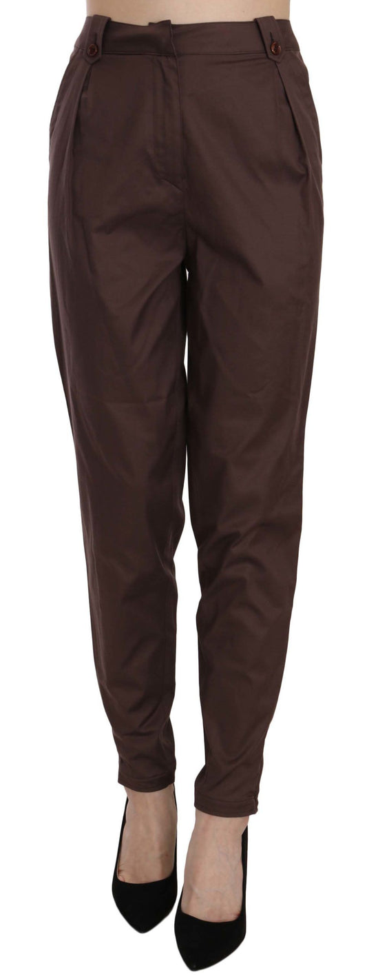 Just Cavalli Brown High Waist Tapered Formal Trousers Pants Just Cavalli