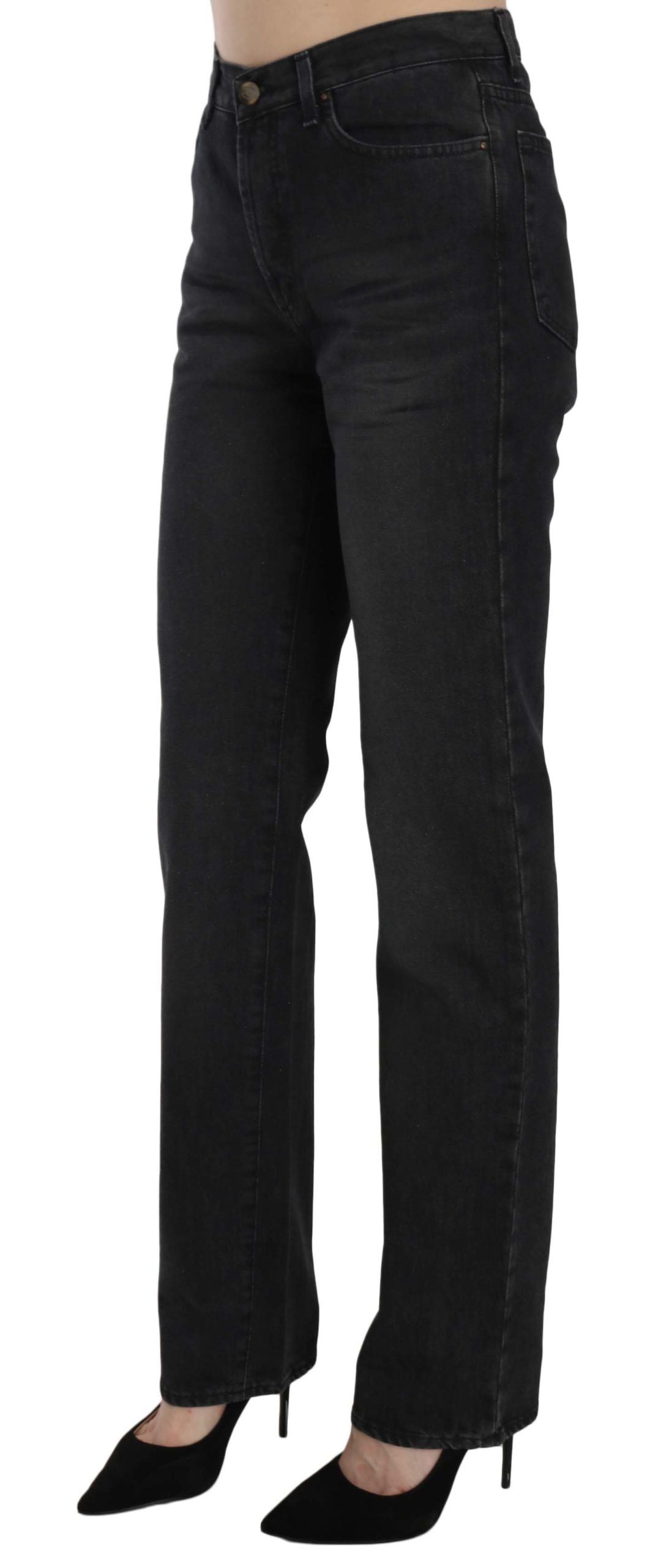 Just Cavalli Black Washed High Waist Straight Denim Pants Jeans Just Cavalli
