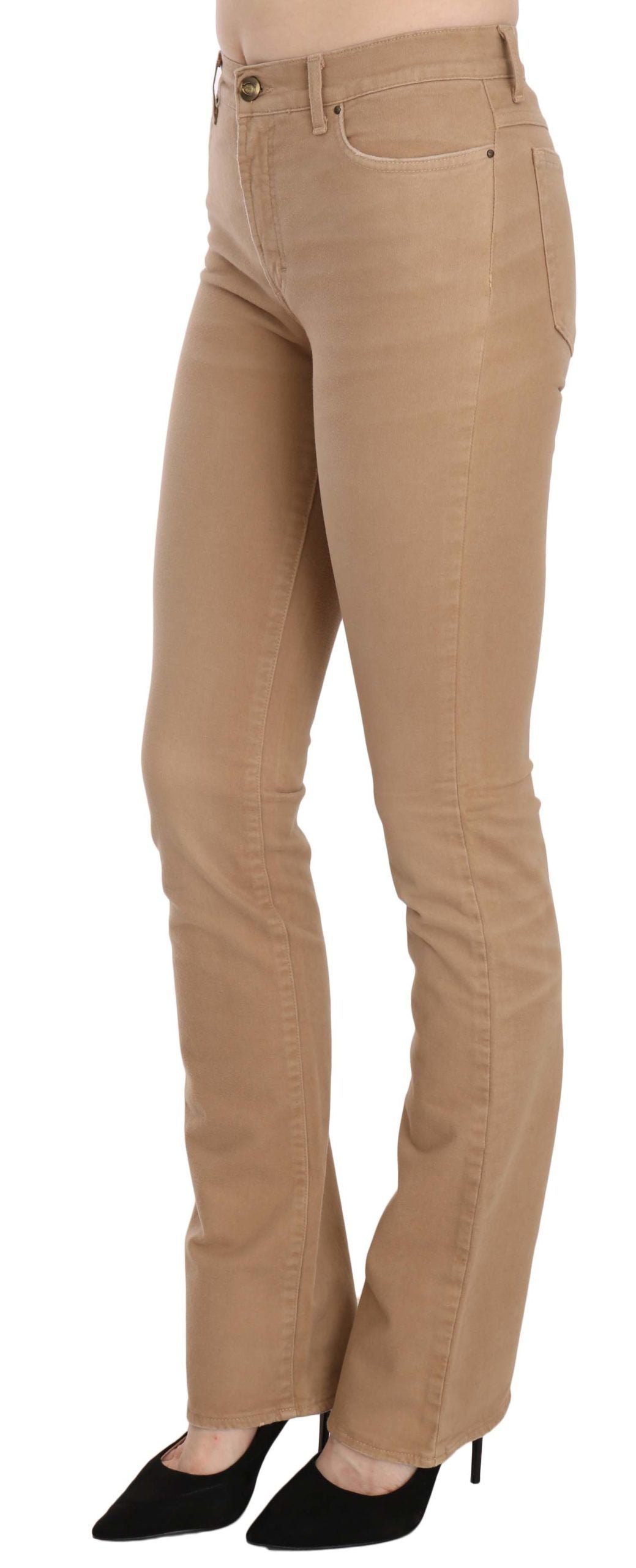 Just Cavalli Brown Cotton Stretch Mid Waist Skinny Trousers Pants Just Cavalli
