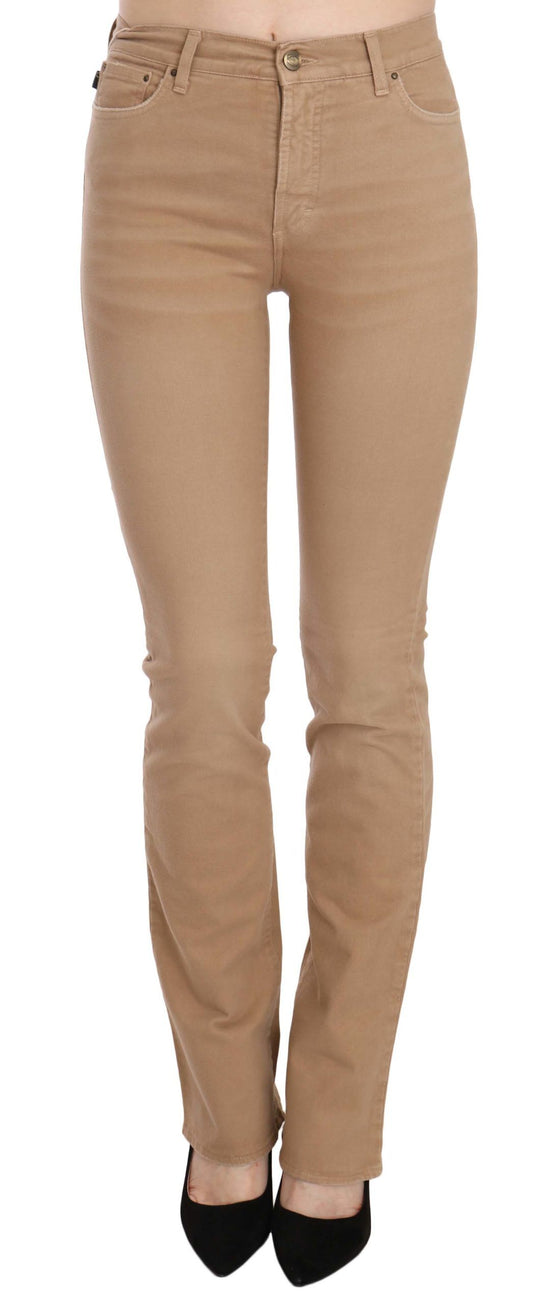 Just Cavalli Brown Cotton Stretch Mid Waist Skinny Trousers Pants Just Cavalli