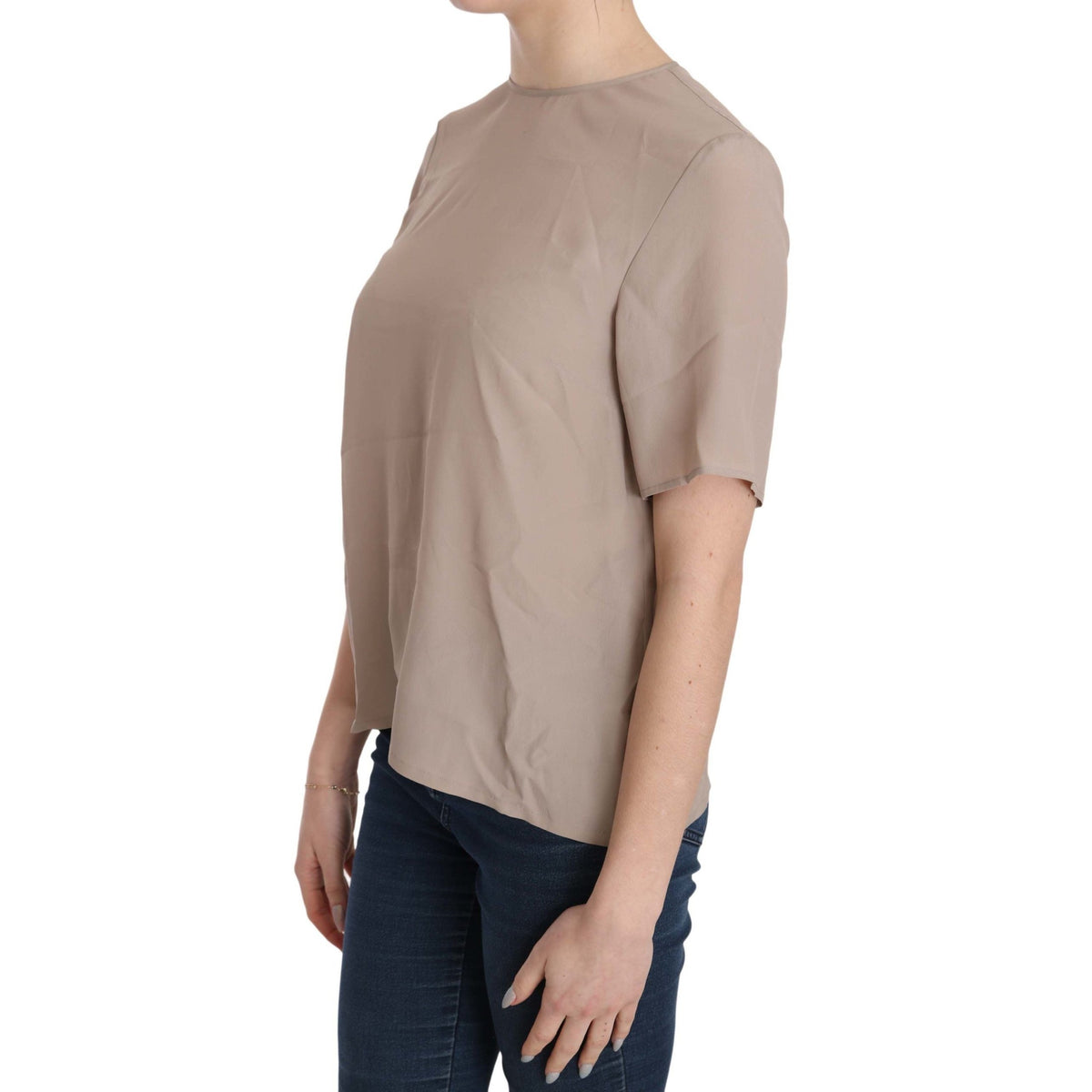 Dolce & Gabbana Beige Crew Neck Short Sleeve Blouse