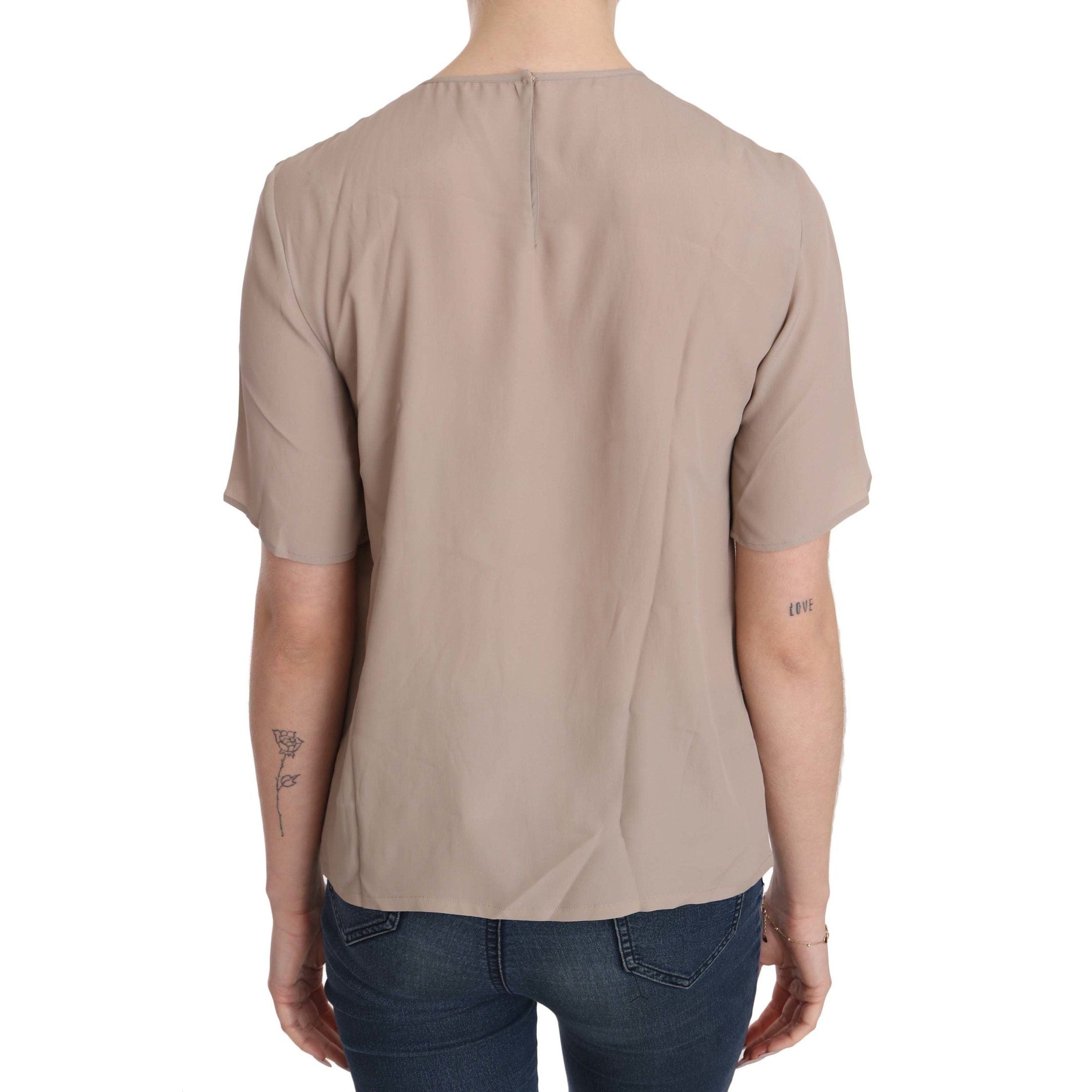 Dolce & Gabbana Beige Crew Neck Short Sleeve Blouse