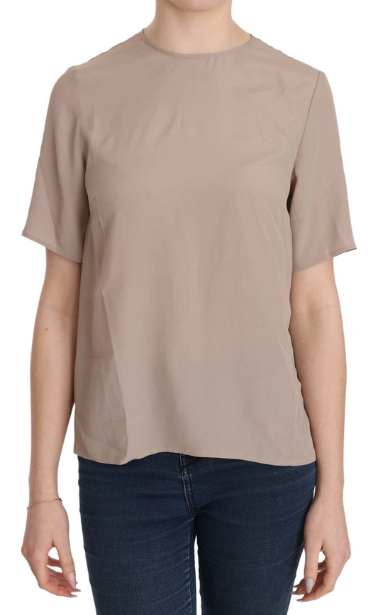 Dolce & Gabbana Beige Crew Neck Short Sleeve Blouse Dolce & Gabbana