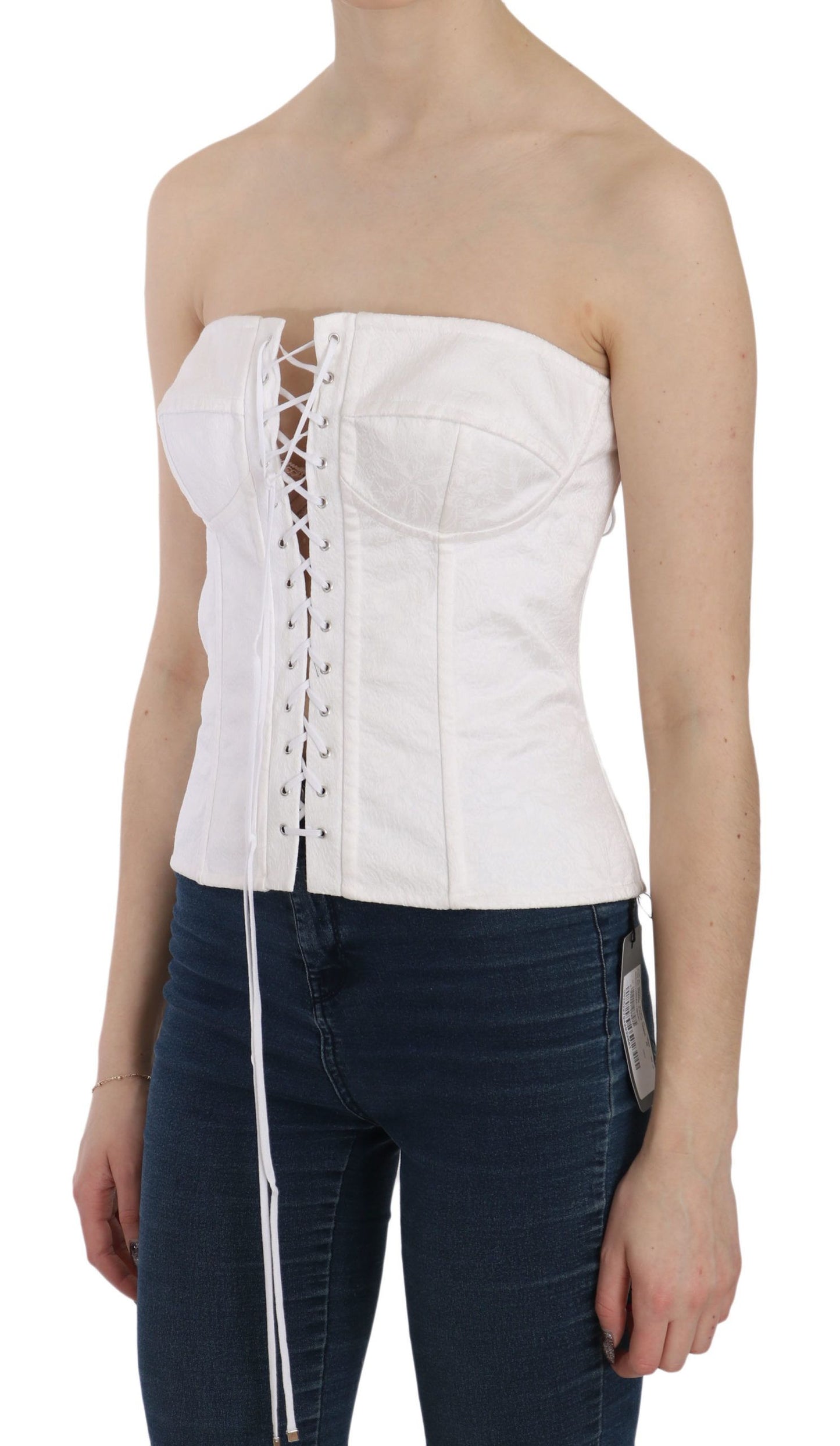 Dolce & Gabbana White PALERMO Cotton Bustier Top Corset Dolce & Gabbana