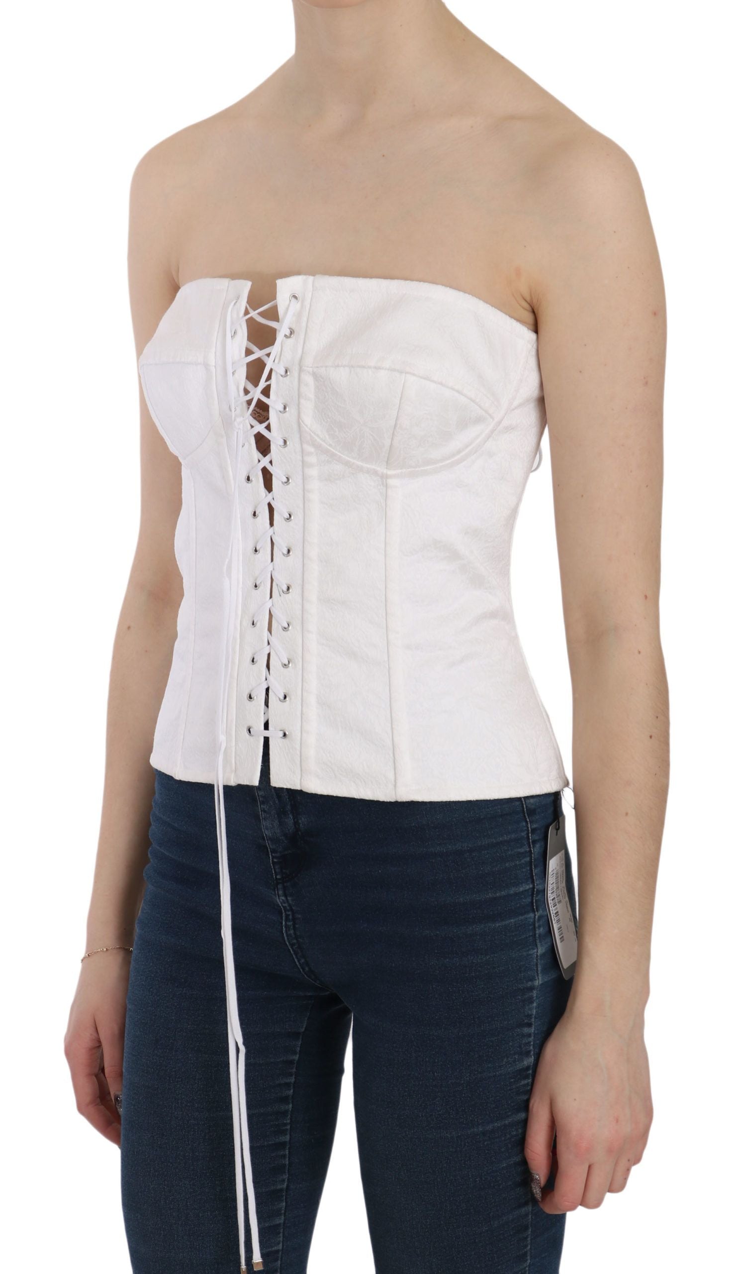Dolce & Gabbana White PALERMO Cotton Bustier Top Corset Dolce & Gabbana