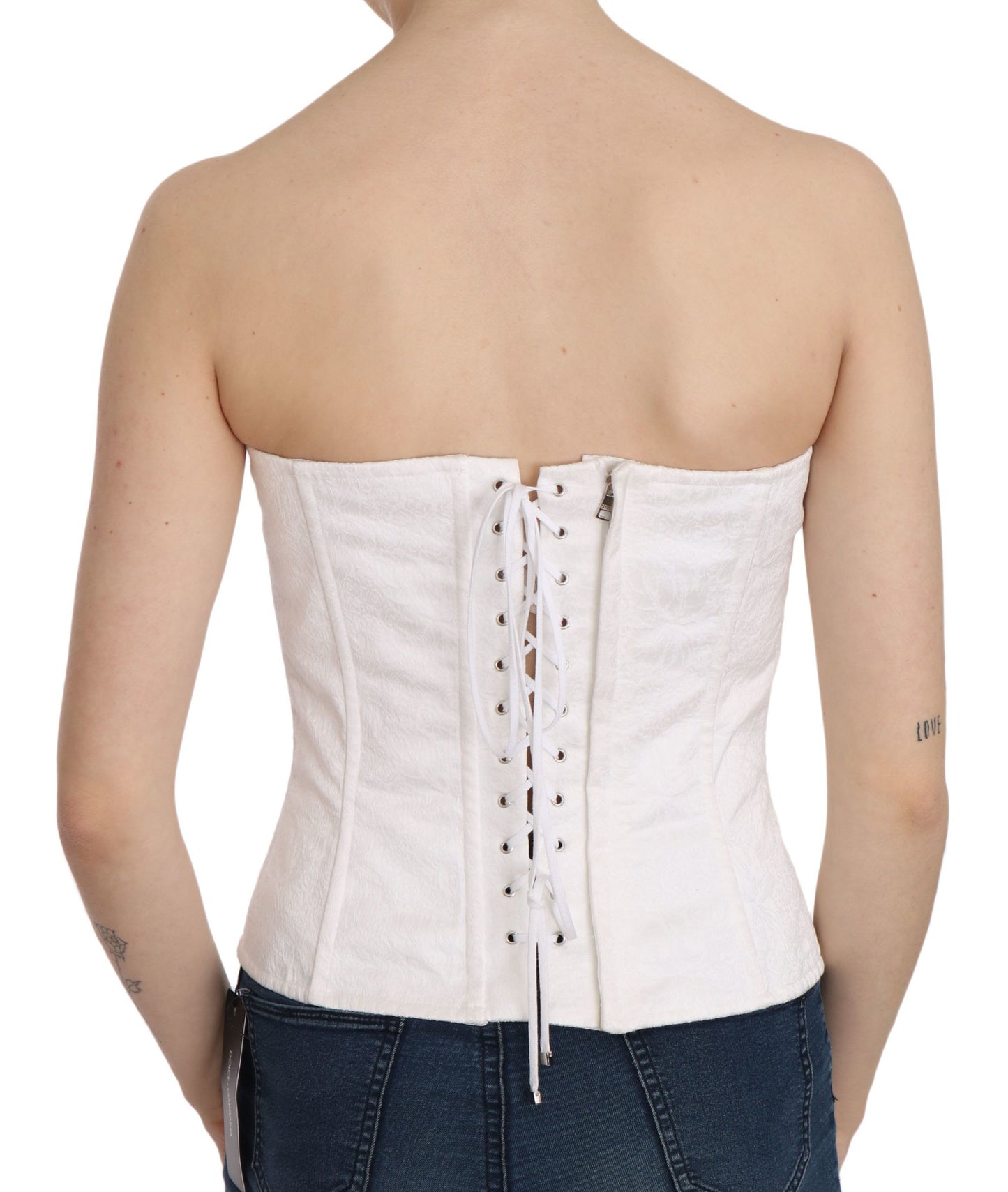 Dolce & Gabbana White PALERMO Cotton Bustier Top Corset Dolce & Gabbana