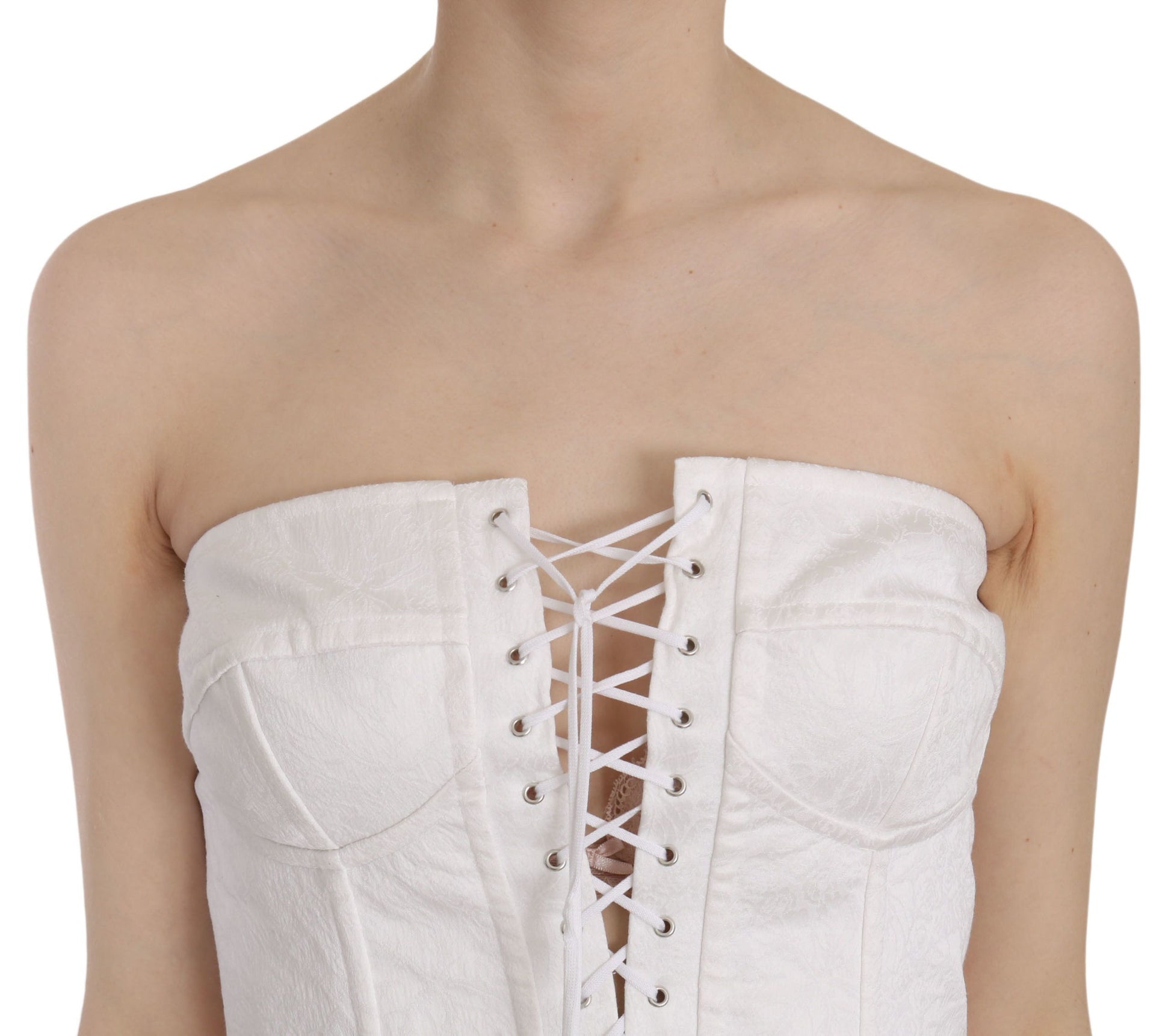 Dolce & Gabbana White PALERMO Cotton Bustier Top Corset Dolce & Gabbana