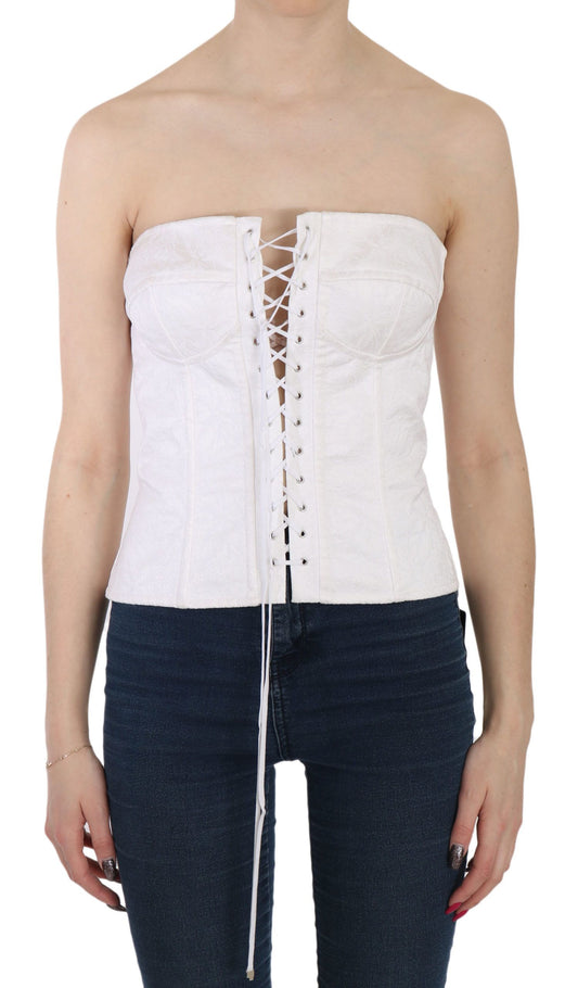 Dolce & Gabbana White PALERMO Cotton Bustier Top Corset Dolce & Gabbana