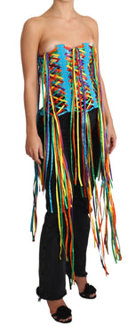 Dolce & Gabbana Multicolor Strings Bustier Polyester Corset Top