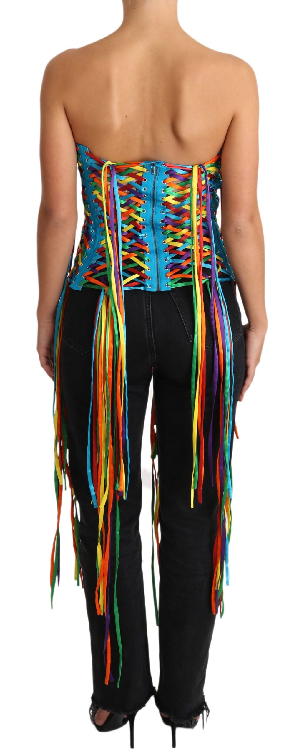 Dolce & Gabbana Multicolor Strings Bustier Polyester Corset Top Dolce & Gabbana