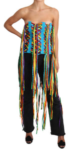 Dolce & Gabbana Multicolor Strings Bustier Polyester Corset Top