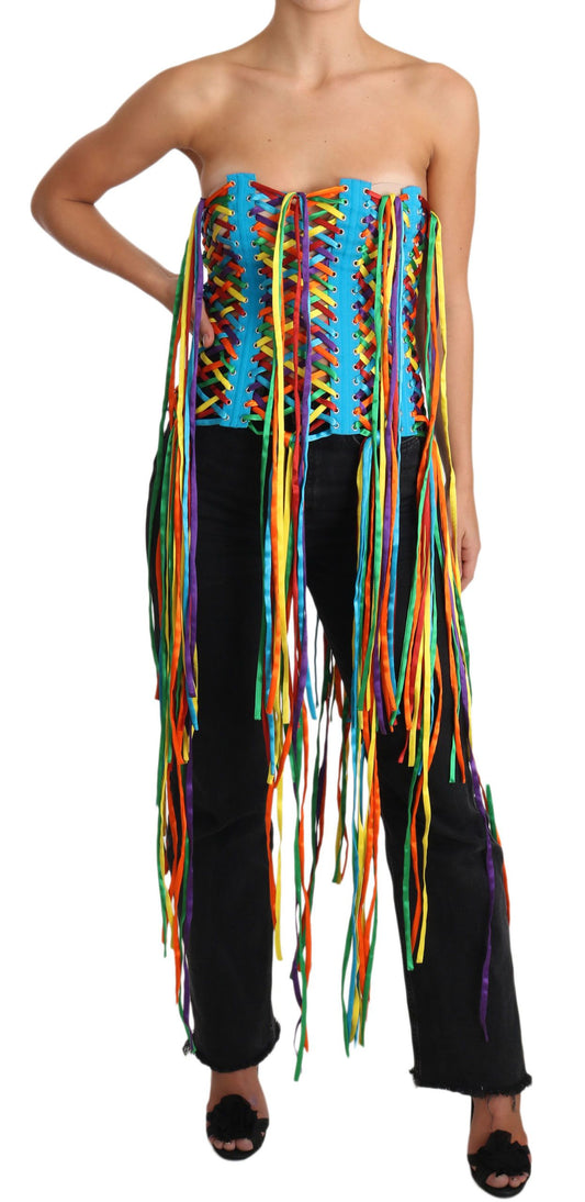 Dolce & Gabbana Multicolor Strings Bustier Polyester Corset Top Dolce & Gabbana