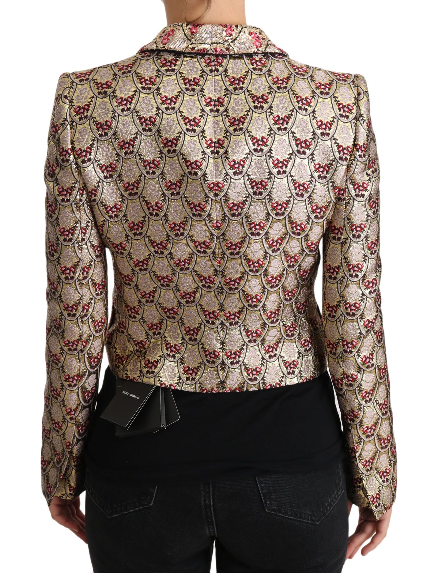 Dolce & Gabbana Gold Floral Sequined Blazer Coat Jacket Dolce & Gabbana