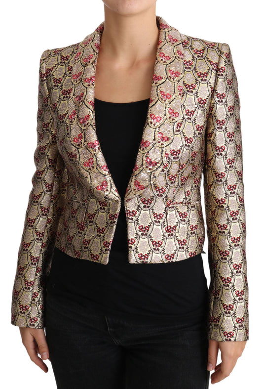 Dolce & Gabbana Gold Floral Sequined Blazer Coat Jacket Dolce & Gabbana