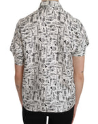 Dolce & Gabbana Trumpet Print Button Front Silk Top Blouse