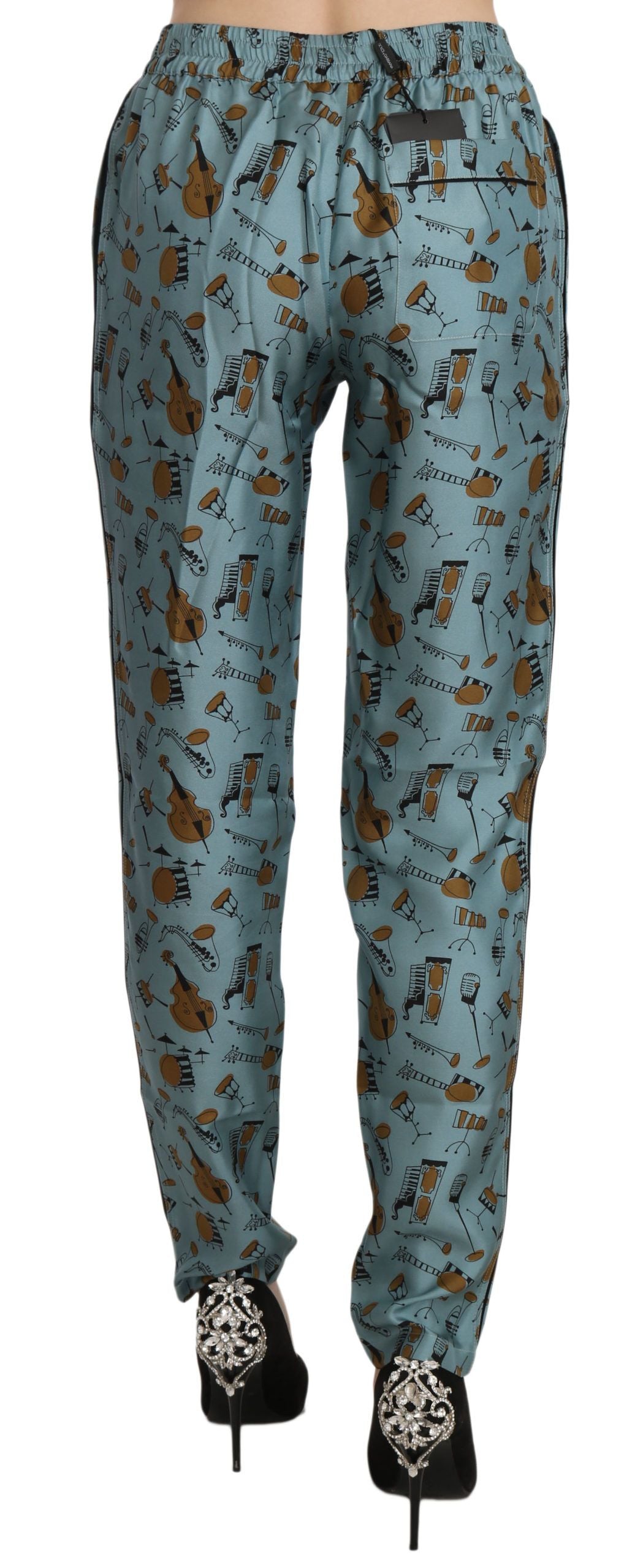 Dolce & Gabbana Blue Musical Instruments Print Tapered Pants Dolce & Gabbana