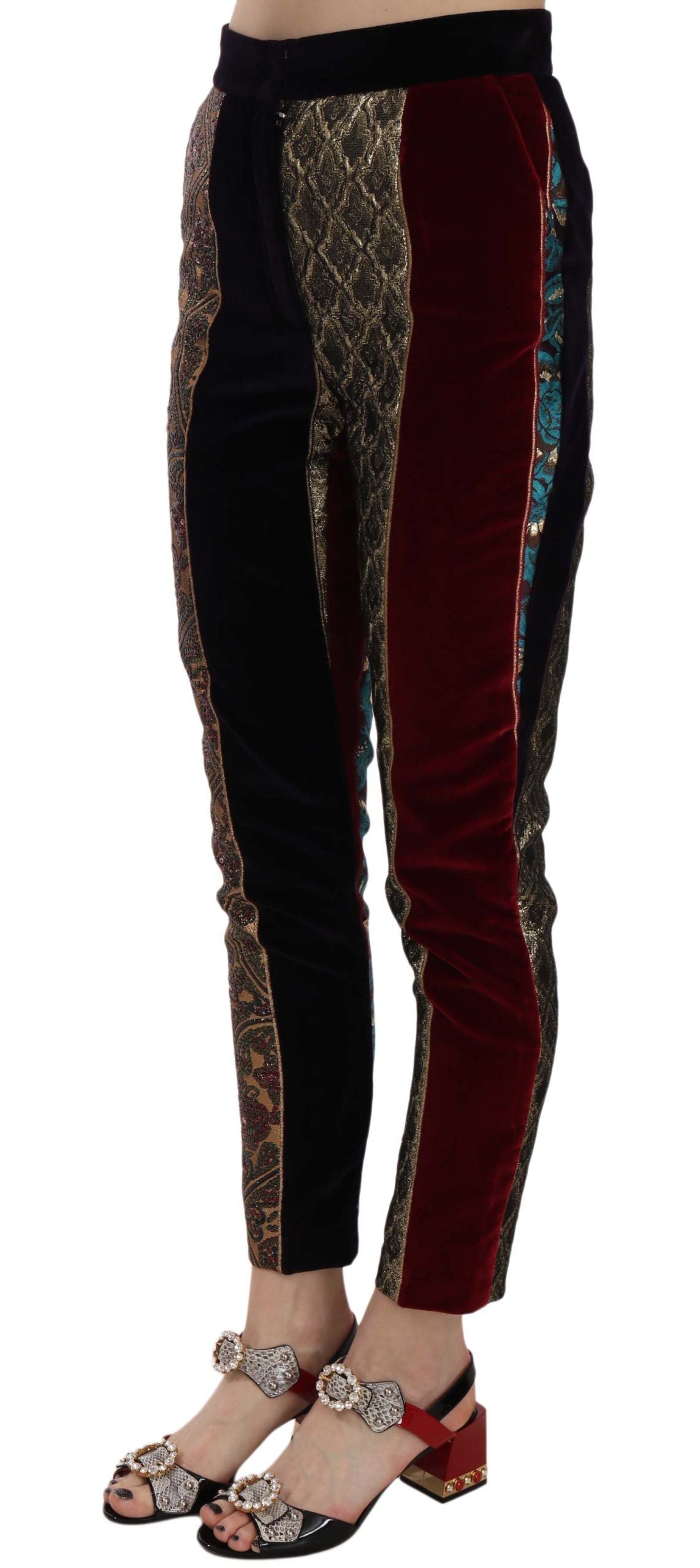 Dolce & Gabbana Multicolor Jacquard Cropped Tapered Pants Dolce & Gabbana