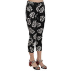 Dolce & Gabbana Black Palm Leaf Print Skinny Pants