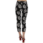 Dolce & Gabbana Black Palm Leaf Print Skinny Pants