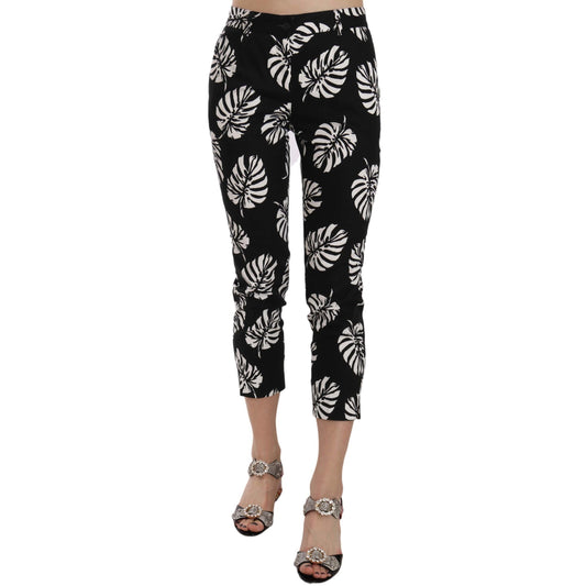 Dolce & Gabbana Black Palm Leaf Print Skinny Pants Dolce & Gabbana