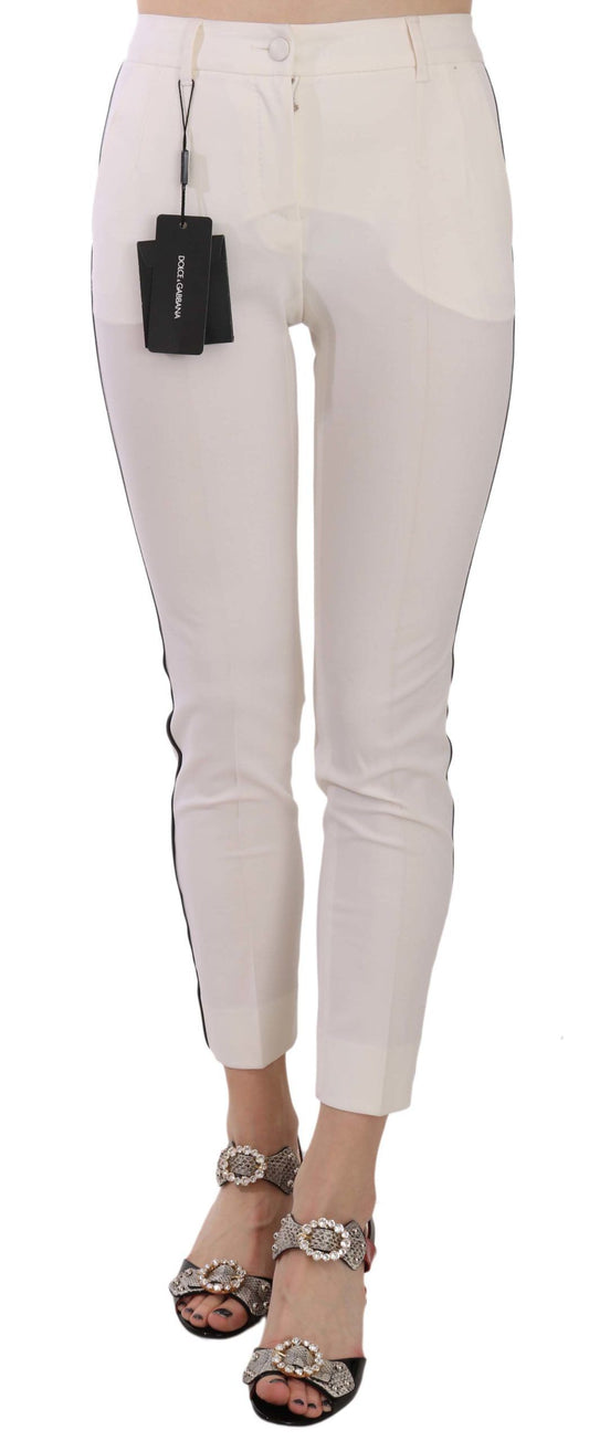 Dolce & Gabbana White Side Stripe Cropped Skinny Pants Dolce & Gabbana