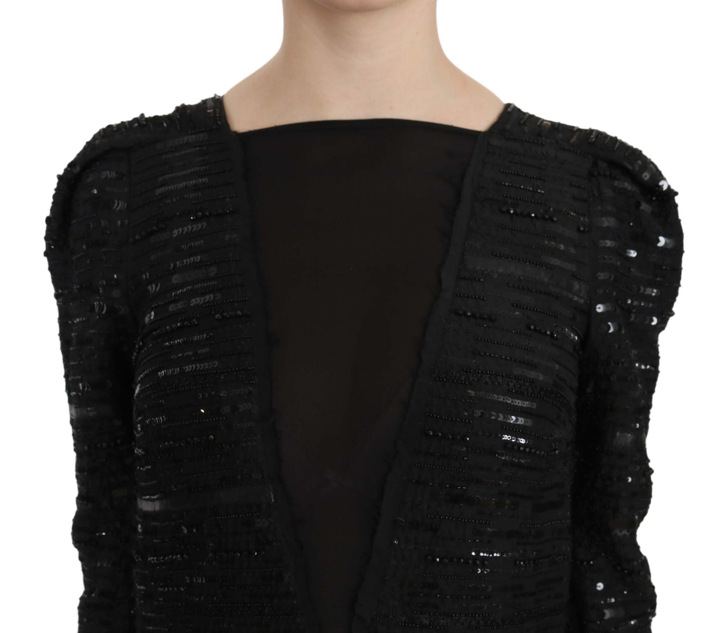 John Richmond Black Silk Full Length Sequined Gown Dress John Richmond