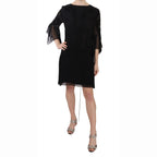 John Richmond Black Sequined Silk Mini Shift Gown