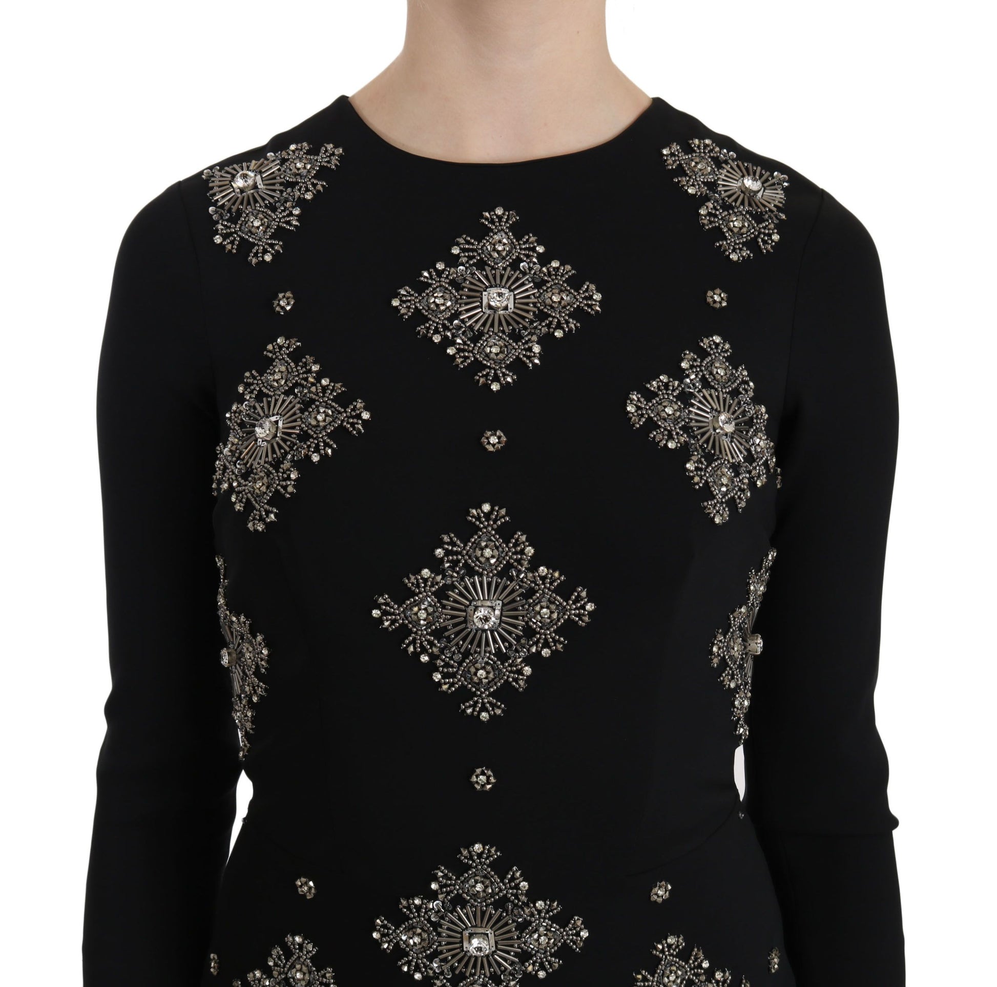 John Richmond Black Crystal Stretch Mini Shift Dress John Richmond