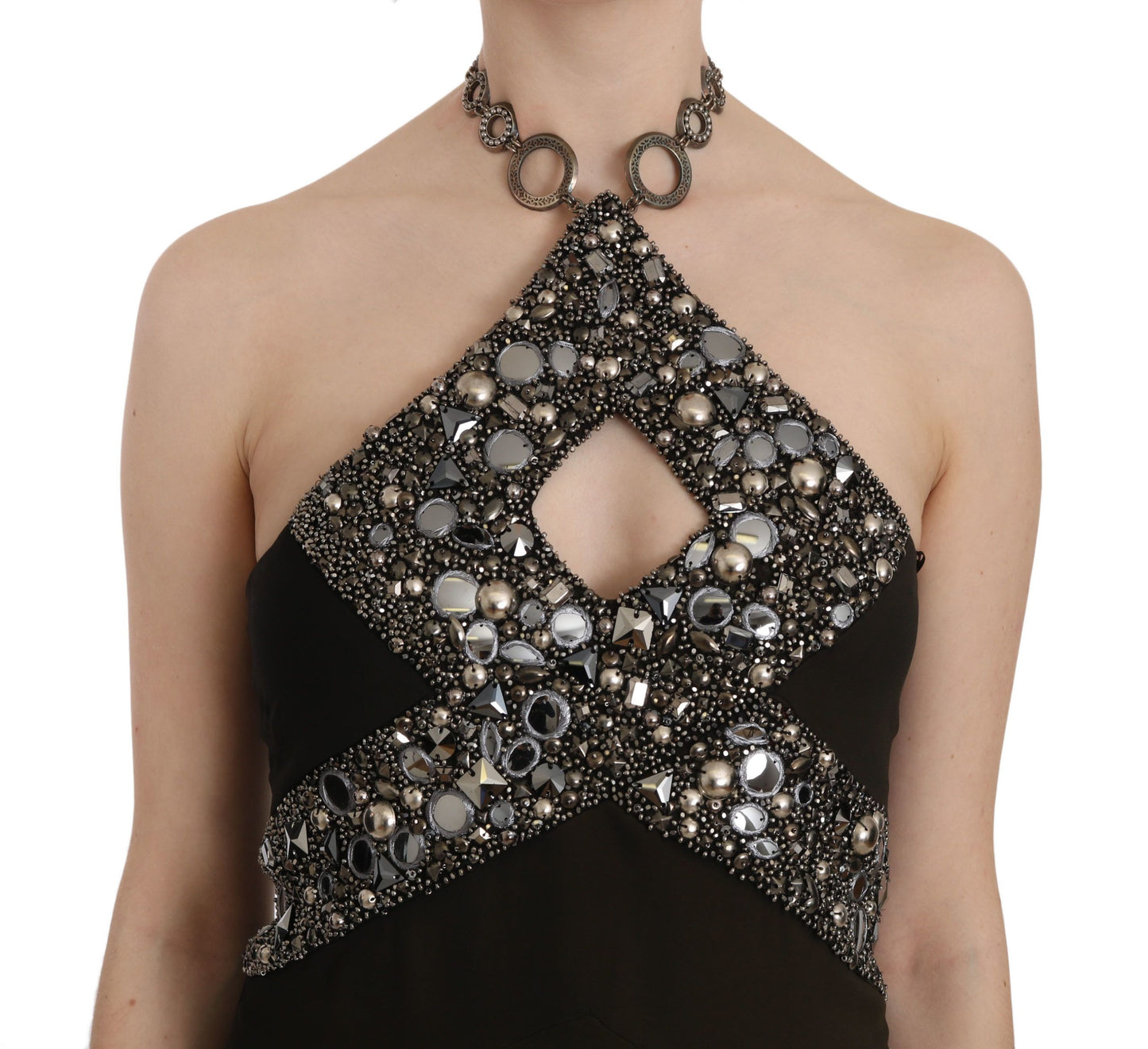 John Richmond Black Sequined Stretch Mini Shift Dress John Richmond