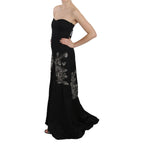 John Richmond Black Sequined Flare Ball Gown Dress