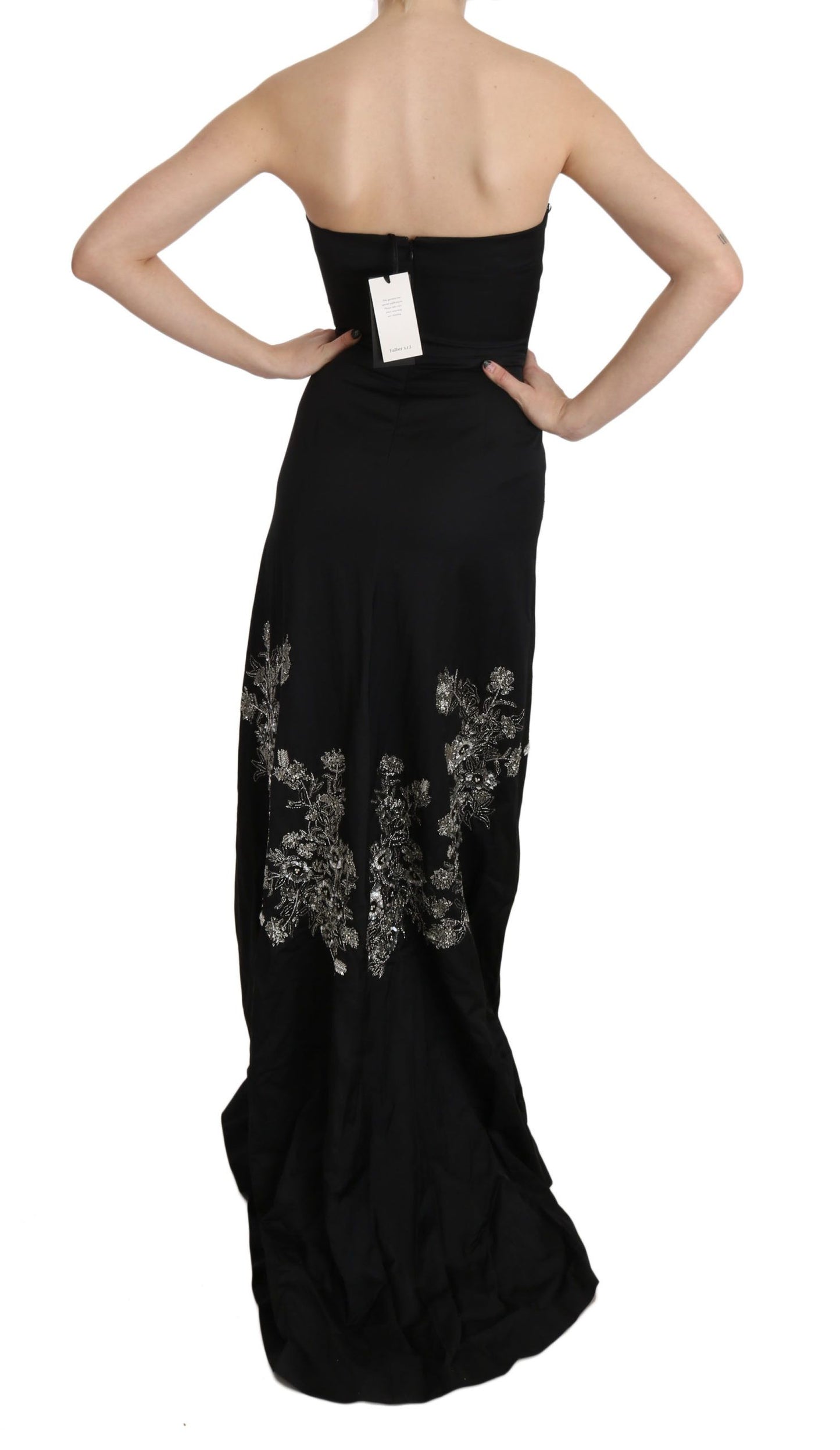 John Richmond Black Sequined Flare Ball Gown Dress John Richmond