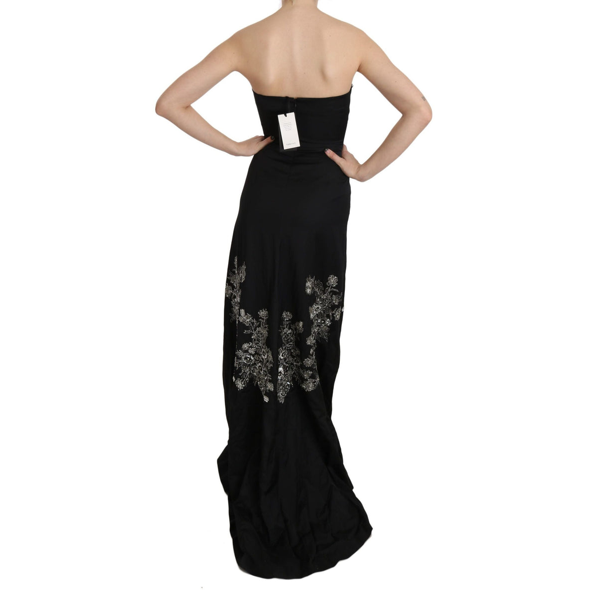 John Richmond Black Sequined Flare Ball Gown Dress