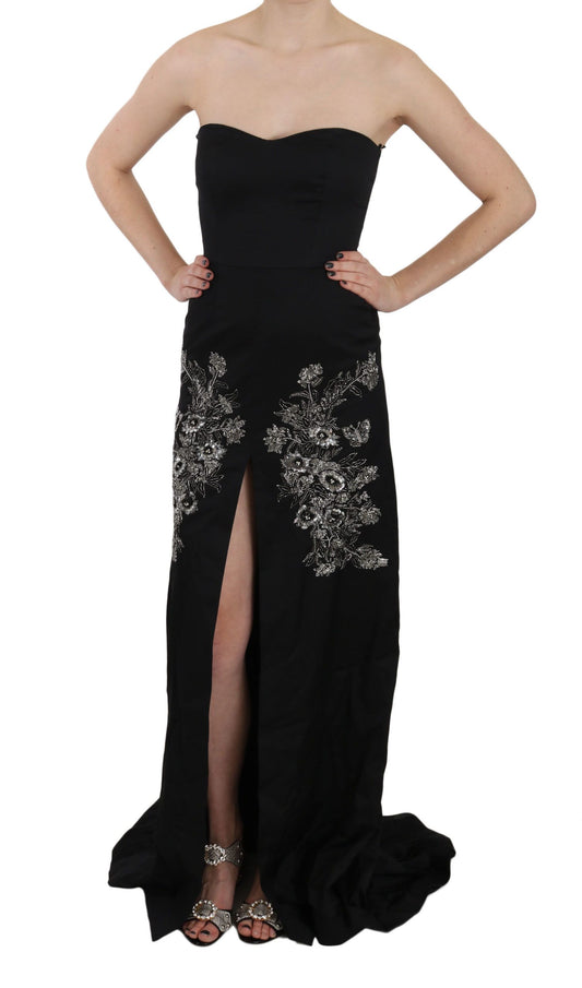 John Richmond Black Sequined Flare Ball Gown Dress John Richmond