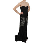John Richmond Black Sequined Flare Ball Gown Dress