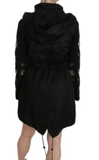 John Richmond Floral Sequined Beaded Hooded Jacket Coat