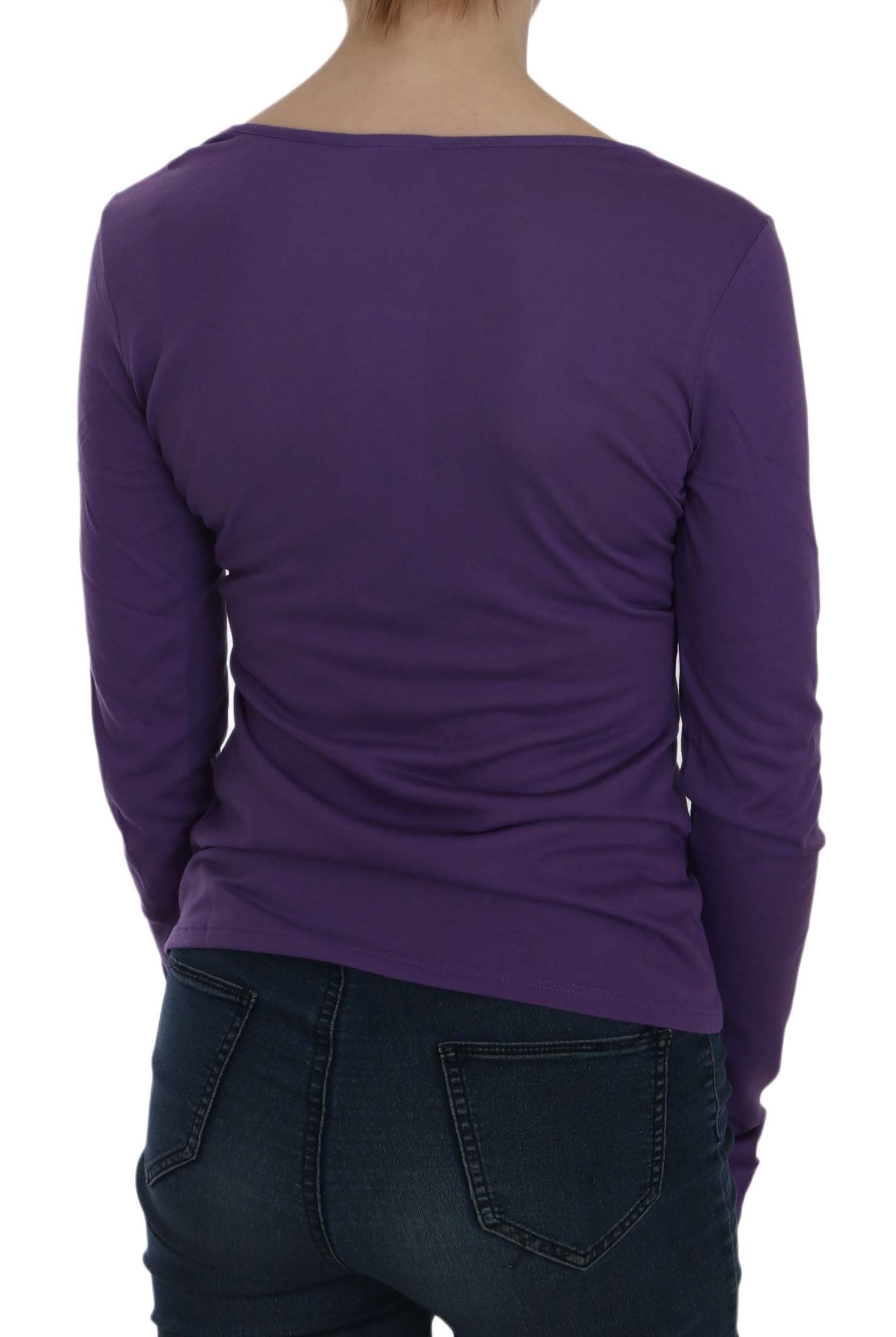 Exte Purple Crystal Embellished Long Sleeve Casual Top Exte