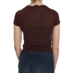 Exte Brown Hearts Short Sleeve Casual T-shirt Top